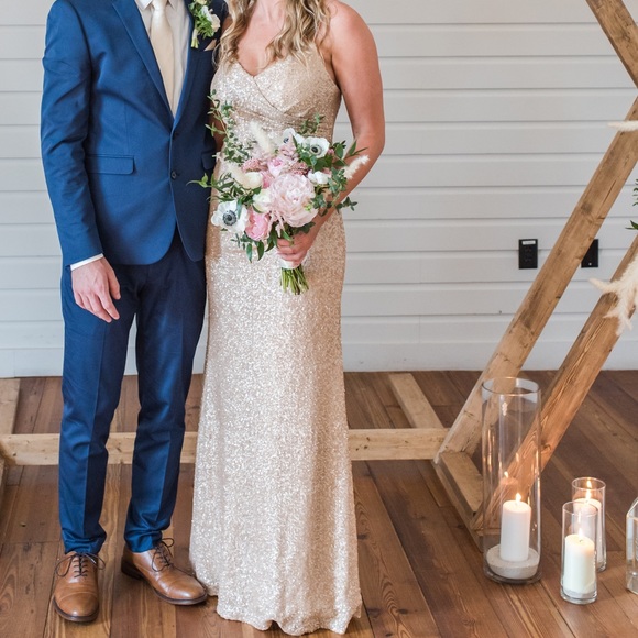 Sorrela Vita Rose Gold Sequin Dress - Picture 2 of 4